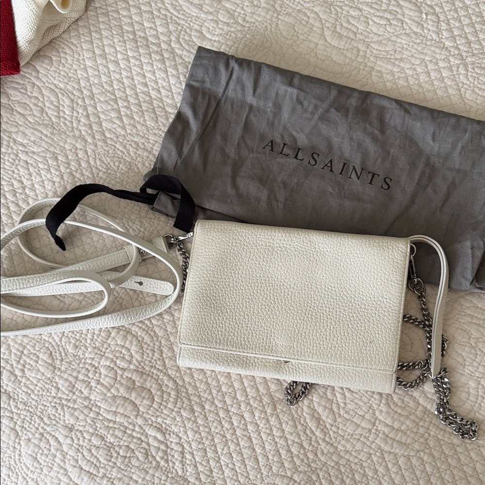 All Saints Cream Leather Crossbody Bag